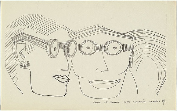 Artist: b'Burns, Peter.' | Title: b'Group of young men wearing glasses.' | Date: c.1950s | Technique: b'photocopy, printed in black ink' | Copyright: b'\xc2\xa9 Peter Burns' Artist: b'Burns, Peter.' | Title: b'Group of young men wearing glasses.' | Date: c.1950s | Technique: b'photocopy, printed in black ink' | Copyright: b'\xc2\xa9 Peter Burns'
