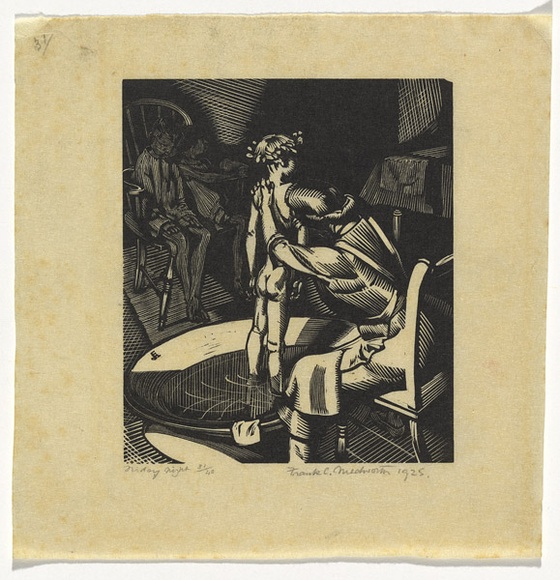 Artist: b'Medworth, Frank.' | Title: b'Friday night.' | Date: 1925 | Technique: b'wood-engraving, printed in black ink, from one block' Artist: b'Medworth, Frank.' | Title: b'Friday night.' | Date: 1925 | Technique: b'wood-engraving, printed in black ink, from one block'