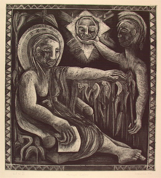 Artist: b'Harding, Richard.' | Title: b'Mother earth' | Date: 1988 | Technique: b'etching, printed in black ink, from one plate' Artist: b'Harding, Richard.' | Title: b'Mother earth' | Date: 1988 | Technique: b'etching, printed in black ink, from one plate'