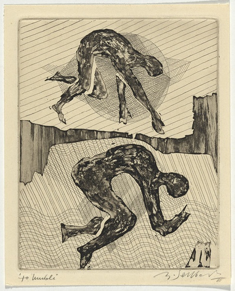 Artist: b'SELLBACH, Udo' | Title: b'To humble' | Date: 1965 | Technique: b'etching and aquatint with burnishing, printed in black ink, from one plate' Artist: b'SELLBACH, Udo' | Title: b'To humble' | Date: 1965 | Technique: b'etching and aquatint with burnishing, printed in black ink, from one plate'