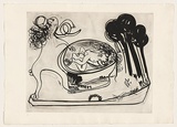 Artist: BOYD, Arthur | Title: Potter with beast and trees. | Date: 1960-70 | Technique: etching and aquatint, printed in black ink, from one plate | Copyright: This work appears on screen courtesy of Bundanon Trust
