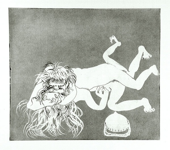 Artist: b'BOYD, Arthur' | Title: b'Then slip your mouth aside just as he is sure of it.' | Date: 1970 | Technique: b'etching and aquatint, printed in black ink, from one plate' | Copyright: b'Reproduced with permission of Bundanon Trust' Artist: b'BOYD, Arthur' | Title: b'Then slip your mouth aside just as he is sure of it.' | Date: 1970 | Technique: b'etching and aquatint, printed in black ink, from one plate' | Copyright: b'Reproduced with permission of Bundanon Trust'