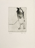 Artist: MADDOCK, Bea | Title: Flower person. | Date: 1966 | Technique: drypoint, printed in black ink with plate-tone, from one copper plate