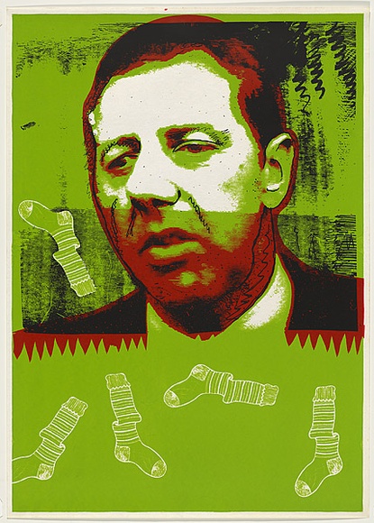Artist: b'WORSTEAD, Paul' | Title: b'Mayor.' | Date: 1976 | Technique: b'screenprint, printed in colour, from three stencils in green, red, and black inks' | Copyright: b'This work appears on screen courtesy of the artist' Artist: b'WORSTEAD, Paul' | Title: b'Mayor.' | Date: 1976 | Technique: b'screenprint, printed in colour, from three stencils in green, red, and black inks' | Copyright: b'This work appears on screen courtesy of the artist'
