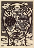 Artist: Klein, Deborah. | Title: Aviator | Date: 1997 | Technique: linocut, printed in black ink, from one block