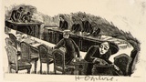 Artist: OGILVIE, Helen | Title: At six o'clock | Date: (1953) | Technique: wood-engraving, printed in black ink, from one block