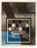 Artist: b'Backen, Earle.' | Title: b'At lands' | Date: 1971 | Technique: b'aquatint, etching, printed in colour, from two plates'