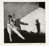 Artist: BALDESSIN, George | Title: Personage and monument. | Date: 1964 | Technique: etching and aquatint, printed in black ink, from one plate