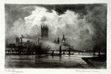 Artist: FULLWOOD, A.H. | Title: Houses of Parliament, London. | Date: 1907 | Technique: lithograph, printed in black ink, from one stone