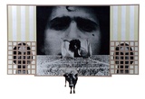 Artist: b'SHOMALY, Alberr' | Title: b'Self portrait with a cow' | Date: 1971 | Technique: b'screenprint, printed in colour, from five screens'