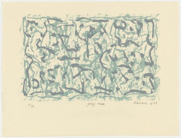 Artist: b'Rankin, David.' | Title: b'Grey tree' | Date: 1977, April | Technique: b'lithograph, printed in colour, from two plates' Artist: b'Rankin, David.' | Title: b'Grey tree' | Date: 1977, April | Technique: b'lithograph, printed in colour, from two plates'
