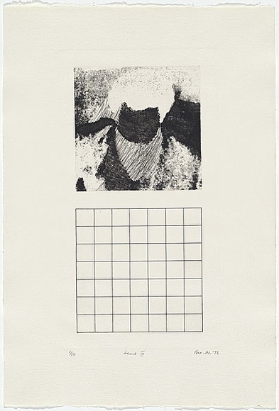 Artist: b'MADDOCK, Bea' | Title: b'Head III' | Date: 1972 | Technique: b'photo-etching and line-etching, printed in black ink, from two plates' Artist: b'MADDOCK, Bea' | Title: b'Head III' | Date: 1972 | Technique: b'photo-etching and line-etching, printed in black ink, from two plates'