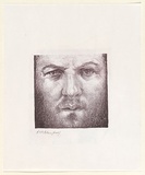 Artist: EWINS, Rod | Title: not titled [self-portrait]. | Date: 1975 | Technique: crayon-lithograph, printed in black ink, from one stone
