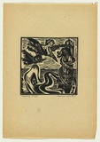 Artist: Ratas, Vaclovas. | Title: Tied to the stake | Date: 1948 | Technique: woodcut, printed in black ink, from one block