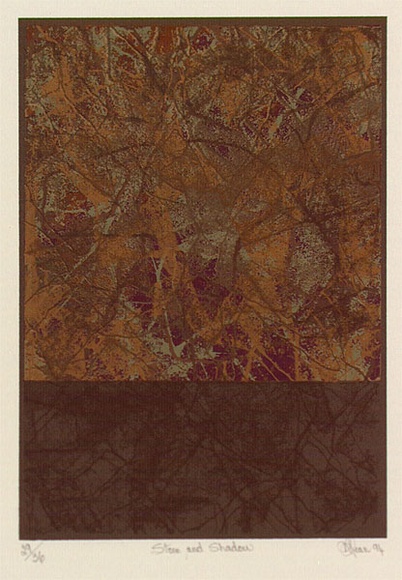 Artist: b'Kean, Roslyn' | Title: b'Stone and shadow' | Date: 1994 - 1995 | Technique: b'screenprint, printed in colour, from five stencils' Artist: b'Kean, Roslyn' | Title: b'Stone and shadow' | Date: 1994 - 1995 | Technique: b'screenprint, printed in colour, from five stencils'