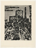 Artist: b'Senbergs, Jan.' | Title: b'Monument - Port Liardet' | Date: 1992 | Technique: b'etching, printed in black ink, from one plate' | Copyright: b'\xc2\xa9 Jan Senbergs'