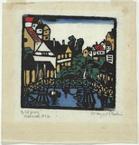 Artist: PRESTON, Margaret | Title: Wooden bridge, Mosman | Date: 1925 | Technique: woodcut, printed in black ink, from one block; hand-coloured | Copyright: © Margaret Preston. Licensed by VISCOPY, Australia