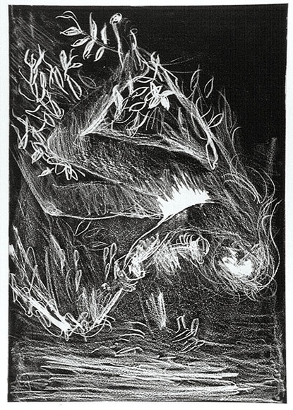 Artist: b'BOYD, Arthur' | Title: b'(Figure in foliage above stream).' | Date: 1973-74 | Technique: b'aquatint, printed in black ink, from one plate' | Copyright: b'Reproduced with permission of Bundanon Trust' Artist: b'BOYD, Arthur' | Title: b'(Figure in foliage above stream).' | Date: 1973-74 | Technique: b'aquatint, printed in black ink, from one plate' | Copyright: b'Reproduced with permission of Bundanon Trust'