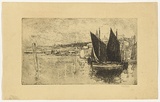 Artist: b'Long, Sydney.' | Title: b'Fishing boats, Whitby [1].' | Date: 1918 | Technique: b'etching printed in warm black ink, from one plate' | Copyright: b'Reproduced with the kind permission of the Ophthalmic Research Institute of Australia'