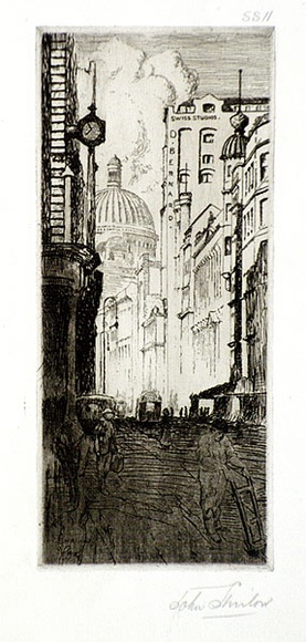 Artist: b'SHIRLOW, John' | Title: b'George Street, Sydney' | Date: 1918 | Technique: b'etching, printed in warm black ink, from one copper plate' Artist: b'SHIRLOW, John' | Title: b'George Street, Sydney' | Date: 1918 | Technique: b'etching, printed in warm black ink, from one copper plate'