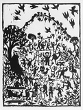 Artist: Allen, Joyce. | Title: (Celebration in the wild garden) (Illustration 10). | Date: 1987 | Technique: linocut, printed in black ink, from one block