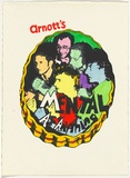 Artist: WORSTEAD, Paul | Title: Arnotts - Mental as anything | Date: 1982 | Technique: screenprint, printed in colour, from two stencils; hand-coloured | Copyright: This work appears on screen courtesy of the artist