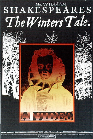 Artist: b'ARNOLD, Raymond' | Title: bMr William Shakespeares The winter's tale. A video. | Date: 1985 | Technique: b'screenprint, printed in colour, from four stencils' Artist: b'ARNOLD, Raymond' | Title: bMr William Shakespeares The winter's tale. A video. | Date: 1985 | Technique: b'screenprint, printed in colour, from four stencils'