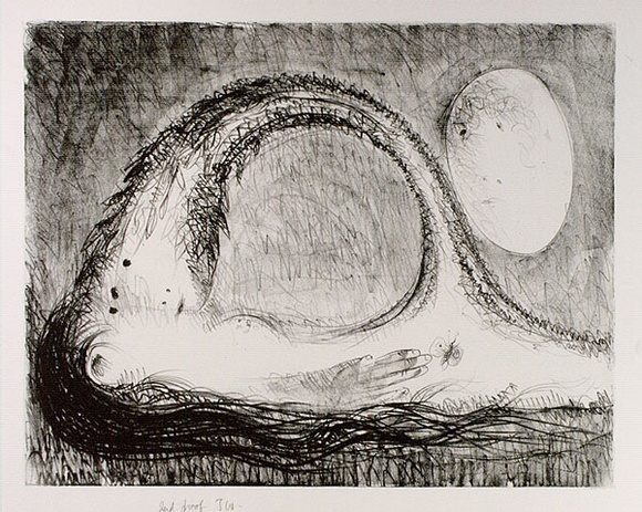 Artist: b'BOYD, Arthur' | Title: b'St Francis lying down in the wilderness.' | Date: (1965) | Technique: b'lithograph, printed in black ink, from one plate' | Copyright: b'Reproduced with permission of Bundanon Trust' Artist: b'BOYD, Arthur' | Title: b'St Francis lying down in the wilderness.' | Date: (1965) | Technique: b'lithograph, printed in black ink, from one plate' | Copyright: b'Reproduced with permission of Bundanon Trust'