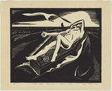 Artist: Thake, Eric. | Title: Moby Dick: The coffin life-buoy. | Date: 1932 | Technique: linocut, printed in black ink, from one block