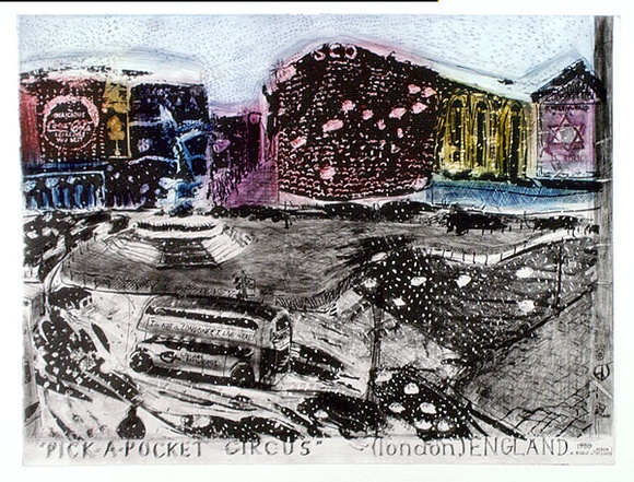 Artist: b'Moore, Mary.' | Title: b'Pick-A-Pocket circus' | Date: 1980 | Technique: b'lithograph with colour engraving and drypoint' | Copyright: b'\xc2\xa9 Mary Moore'