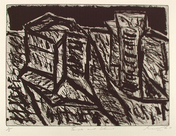 Artist: b'Lee, Graeme.' | Title: b'Temple and columns' | Date: 1988 | Technique: b'etching and aquatint, printed in black ink, from one plate' Artist: b'Lee, Graeme.' | Title: b'Temple and columns' | Date: 1988 | Technique: b'etching and aquatint, printed in black ink, from one plate'
