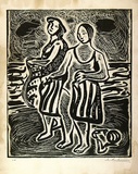 Artist: Armstrong, Ian. | Title: Two figures. | Date: 1958 | Technique: relief-etching, printed in black ink, from one plate
