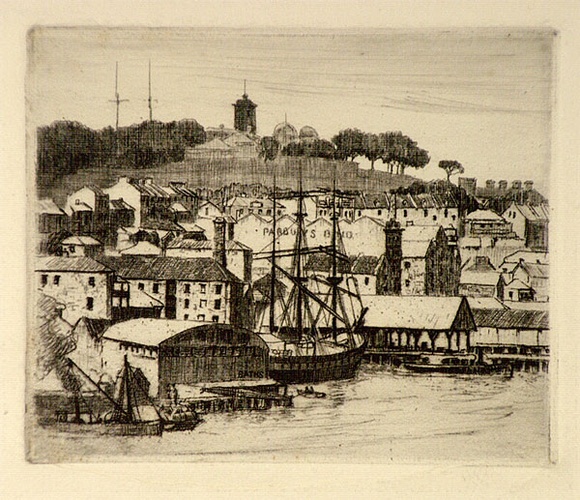 Artist: b'LINDSAY, Lionel' | Title: bOld Miller's Point, Sydney | Date: 1925 | Technique: b'etching and drypoint, printed in brown ink, from one plate' | Copyright: b'Courtesy of the National Library of Australia' Artist: b'LINDSAY, Lionel' | Title: bOld Miller's Point, Sydney | Date: 1925 | Technique: b'etching and drypoint, printed in brown ink, from one plate' | Copyright: b'Courtesy of the National Library of Australia'