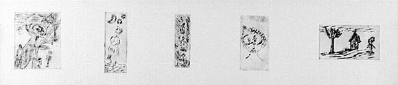 Artist: b'Shearer, Mitzi.' | Title: b'not titled [Five small pictures]' | Technique: b'etching, drypoint printed in black ink with plate-tone, from five  plates'