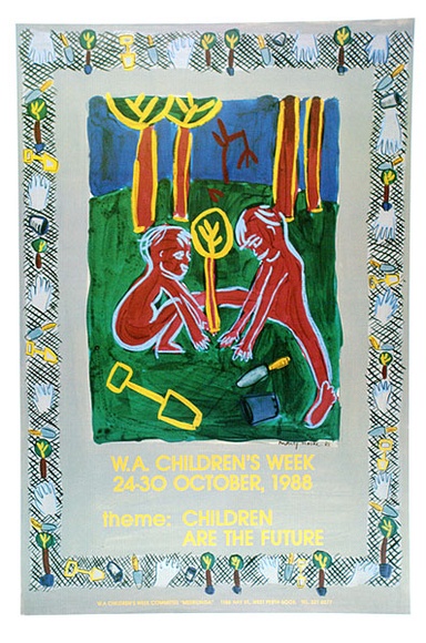 Artist: b'Moore, Mary.' | Title: bWestern Australian Children's Week | Date: 1990 | Technique: b'offset-lithograph, printed in colour, from multiple plates' | Copyright: b'\xc2\xa9 Mary Moore' Artist: b'Moore, Mary.' | Title: bWestern Australian Children's Week | Date: 1990 | Technique: b'offset-lithograph, printed in colour, from multiple plates' | Copyright: b'\xc2\xa9 Mary Moore'