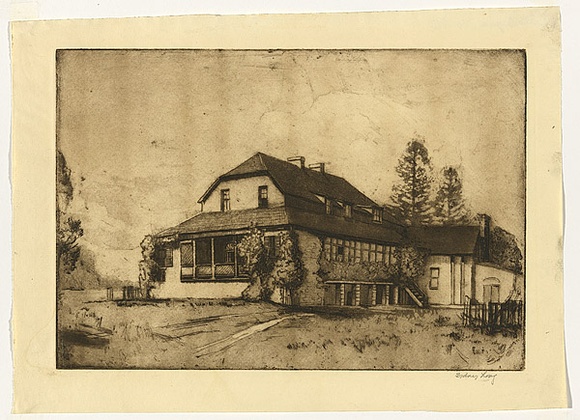 Artist: b'Long, Sydney.' | Title: b'Calder House' | Date: 1921 | Technique: b'line-etching, drypoint and sandgrain aquatint, printed in dark brown ink with plate-tone, from one copper plate' | Copyright: b'Reproduced with the kind permission of the Ophthalmic Research Institute of Australia'