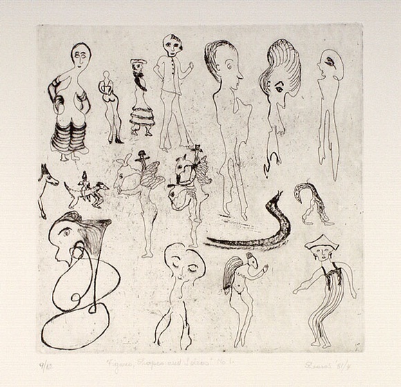 Artist: b'Shearer, Mitzi.' | Title: b'Figures, shapes and ideas no.1' | Date: 1981-84