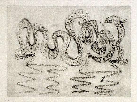 Artist: b'Shearer, Mitzi.' | Title: b'They pleaded ignorance. First part' | Date: c.1984 | Technique: b'etching, printed in black ink with plate-tone, from one  plate'