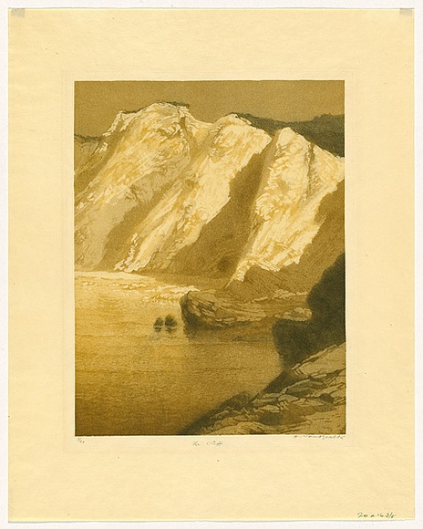 Artist: b'van RAALTE, Henri' | Title: b'The cliff' | Date: c.1927 | Technique: b'aquatint, printed in colour, from multiple plates' Artist: b'van RAALTE, Henri' | Title: b'The cliff' | Date: c.1927 | Technique: b'aquatint, printed in colour, from multiple plates'