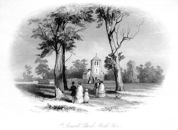 Artist: b'Terry, F.C.' | Title: bSt. Leonard's Church North Shore | Date: 1855 | Technique: b'engraving, printed in black ink, from one steel plate' Artist: b'Terry, F.C.' | Title: bSt. Leonard's Church North Shore | Date: 1855 | Technique: b'engraving, printed in black ink, from one steel plate'
