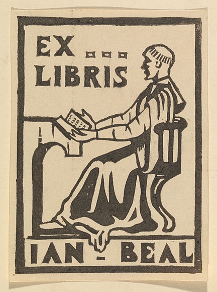 Artist: b'Beal, Ian.' | Title: b'Bookplate: Ian Beal.' | Date: c.1936 | Technique: b'linocut, printed in black ink, from one block' Artist: b'Beal, Ian.' | Title: b'Bookplate: Ian Beal.' | Date: c.1936 | Technique: b'linocut, printed in black ink, from one block'