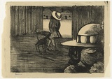 Artist: Blackman, Charles. | Title: Schoolgirls with a dog. | Date: (1953) | Technique: lithograph, printed in black ink, from one zinc plate