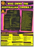 Title: Who owns Australian cinema? | Date: 1984 | Technique: screenprint, printed in colour, from three stencils