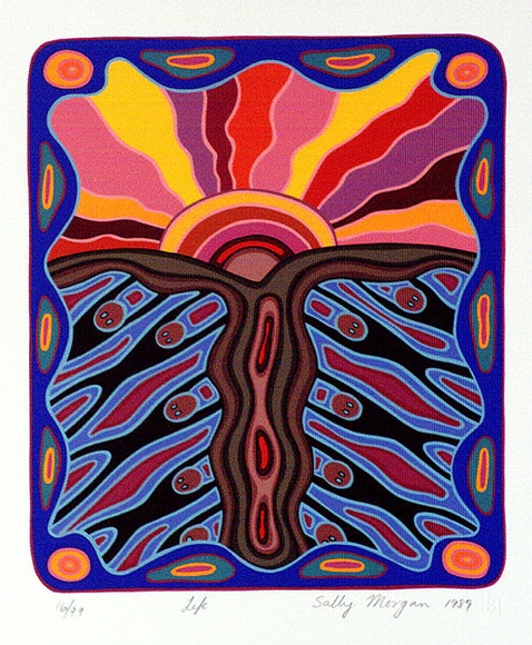 Artist: b'Morgan, Sally.' | Title: b'Life' | Date: 1989 | Technique: b'screenprint, printed in colour, from multiple stencils'