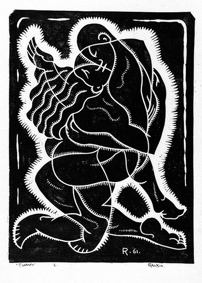 Artist: b'Hawkins, Weaver.' | Title: b'Passion' | Date: 1961 | Technique: b'linocut, printed in black ink, from one block' | Copyright: b'The Estate of H.F Weaver Hawkins' Artist: b'Hawkins, Weaver.' | Title: b'Passion' | Date: 1961 | Technique: b'linocut, printed in black ink, from one block' | Copyright: b'The Estate of H.F Weaver Hawkins'