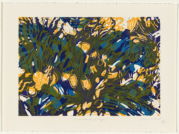 Artist: b'Churcher, Roy.' | Title: b'Coast edge.' | Date: 1988 | Technique: b'linocut, printed in colour, from mutliple blocks' Artist: b'Churcher, Roy.' | Title: b'Coast edge.' | Date: 1988 | Technique: b'linocut, printed in colour, from mutliple blocks'