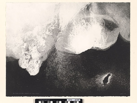Artist: b'EWINS, Rod' | Title: b'Crater & Vent.' | Date: 1990 March | Technique: b'spraycan aquatint, printed in black ink, from one steel plate' Artist: b'EWINS, Rod' | Title: b'Crater & Vent.' | Date: 1990 March | Technique: b'spraycan aquatint, printed in black ink, from one steel plate'