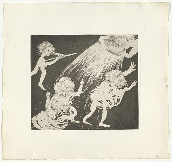Artist: b'BOYD, Arthur' | Title: b'The women defend themselves.' | Date: (1970) | Technique: b'etching and aquatint, printed in black ink, from one plate' | Copyright: b'Reproduced with permission of Bundanon Trust' Artist: b'BOYD, Arthur' | Title: b'The women defend themselves.' | Date: (1970) | Technique: b'etching and aquatint, printed in black ink, from one plate' | Copyright: b'Reproduced with permission of Bundanon Trust'