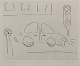 Artist: Risley, Tom. | Title: not titled [echidna] [set of 3 etchings #3] | Date: 1990 | Technique: etching, printed in black ink, from one plate; with embossing