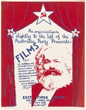 Artist: U N S W COMMUNIST CLUB | Title: An organisation slightly left of the Australian Party presents: Films...East Timor Forum. | Date: 1976 | Technique: screenprint, printed in colour, from two stencils